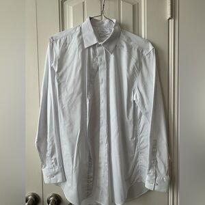 Calvin Klein White Steel + Slim Fit Wrinkle Free Long-Sleeve Dress Shirt. Large